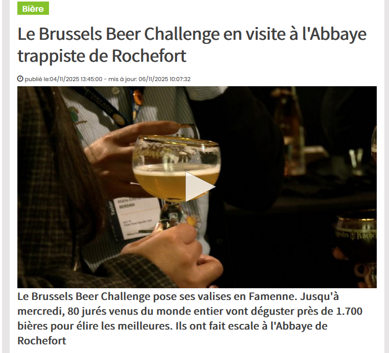 Le Brussels Beer Challenge en visite à l’Abbaye trappiste de Rochefort